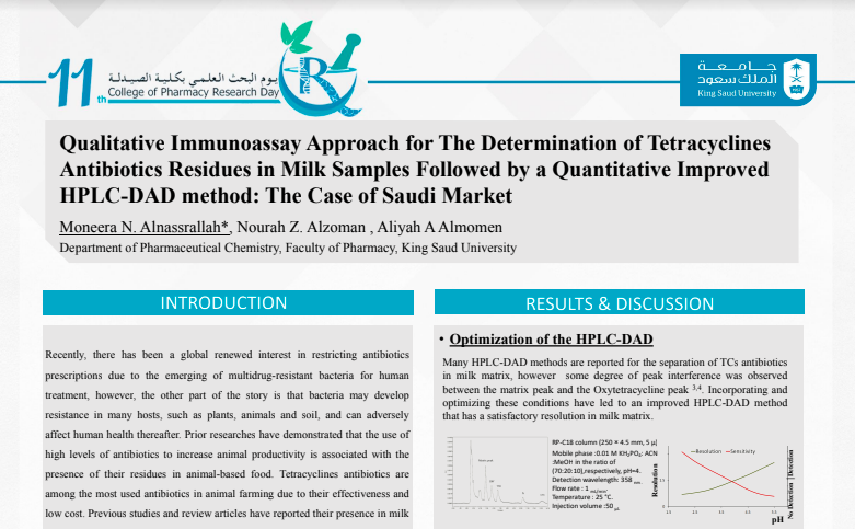 Qualitative Immunoassay Approach for The Determination of Tetracyclines Antibiotics Residues in Milk Samples Followed by a Quantitative Improved HPLC-DAD method: The Case of Saudi Market