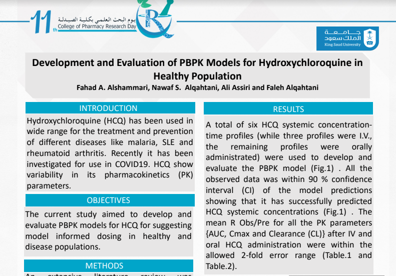 Development and Evaluation of PBPK Models for Hydroxychloroquine for Suggesting Model Informed Drug Dosing In Healthy Population