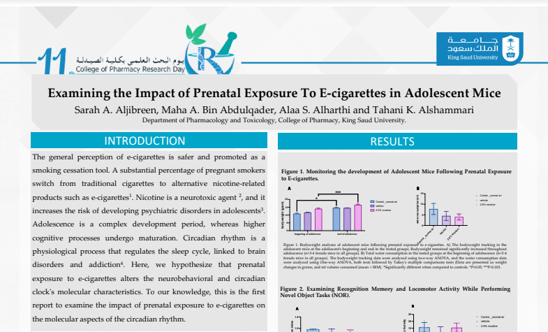 Examining the Impact of Prenatal Exposure to E-cigarettes in Adolescent Mice.