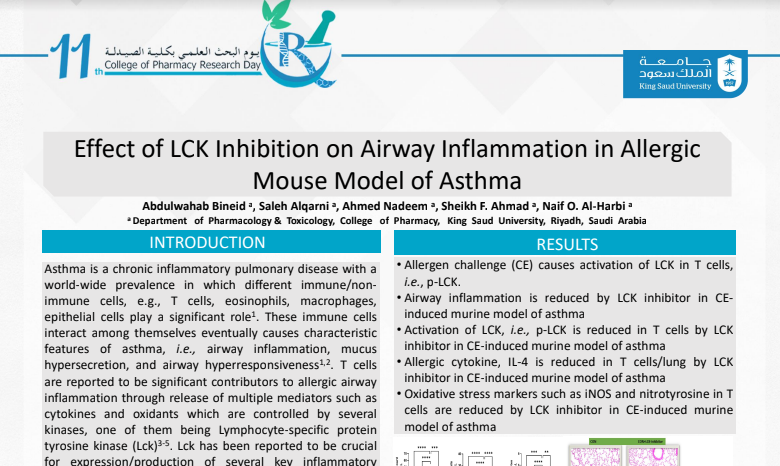 Effect of LCK Inhibition on Airway Inflammation in Allergic Mouse Model of Asthma